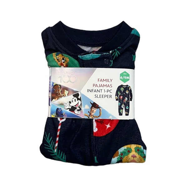 Disney’s 100th Anniversary Infant One-Piece Christmas Pajamas, Sizes 6M-9M NWT - Picture 4 of 4